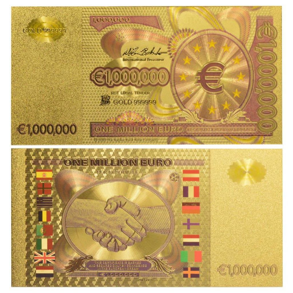 Uang 100000 Euro Gold Foil emas - koleksi unik