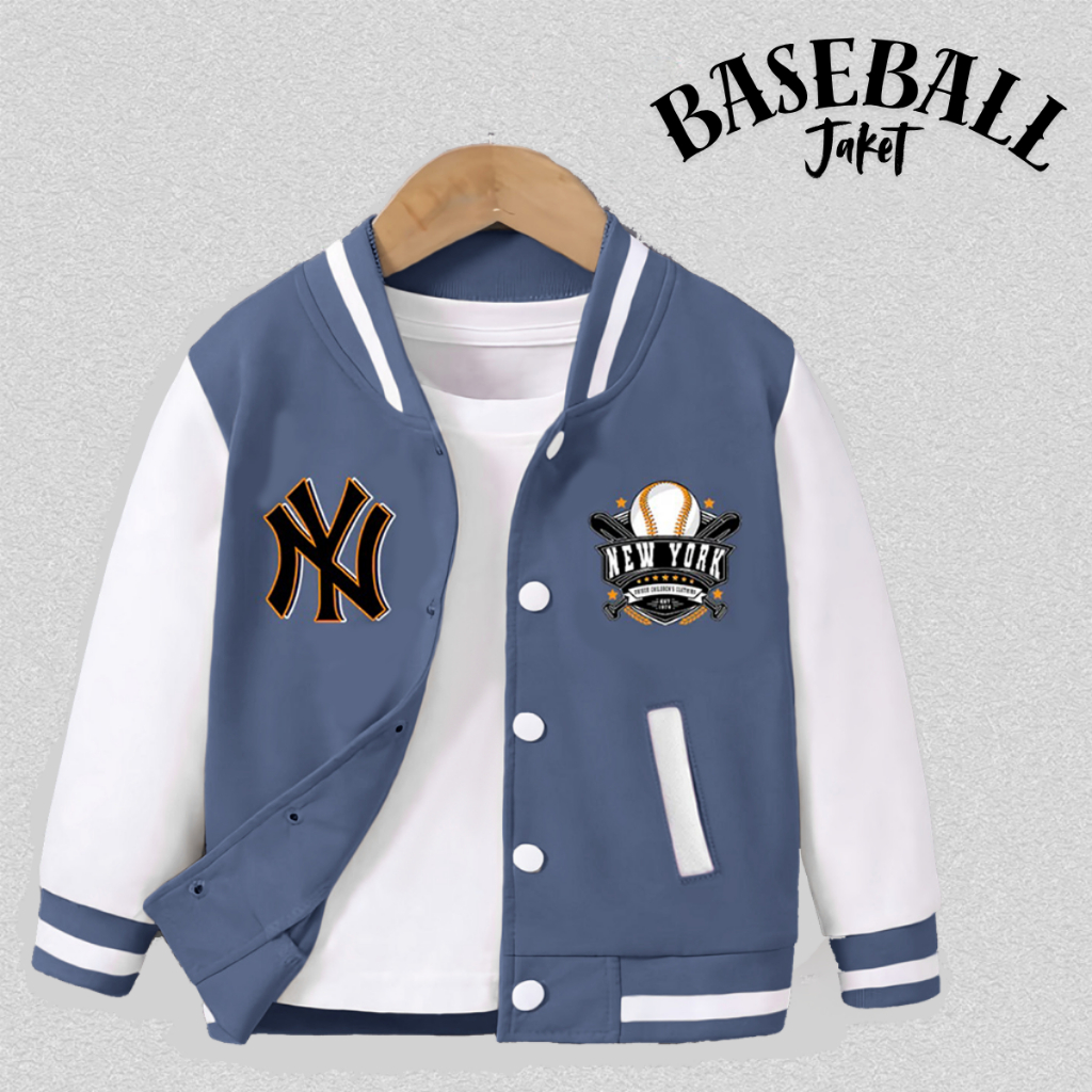 Jaket Varsity Anak Logo NY Baseball Laki Laki Perempuan Usia 2 - 13 Tahun Jacket Unisex Terbaru