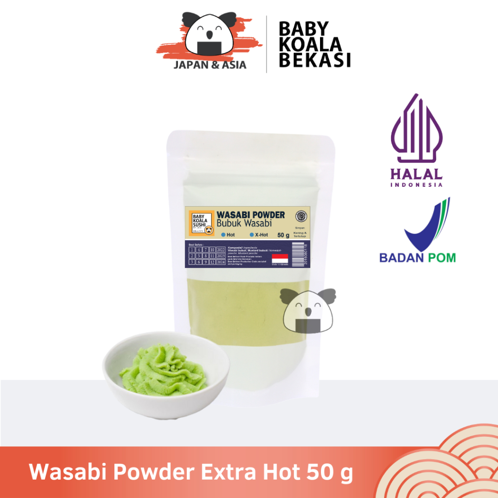 

WASABI Powder EXTRA HOT 50 g Halal│ Pasta Wasabi Bubuk Import untuk Sushi │ Horseradish -BKB