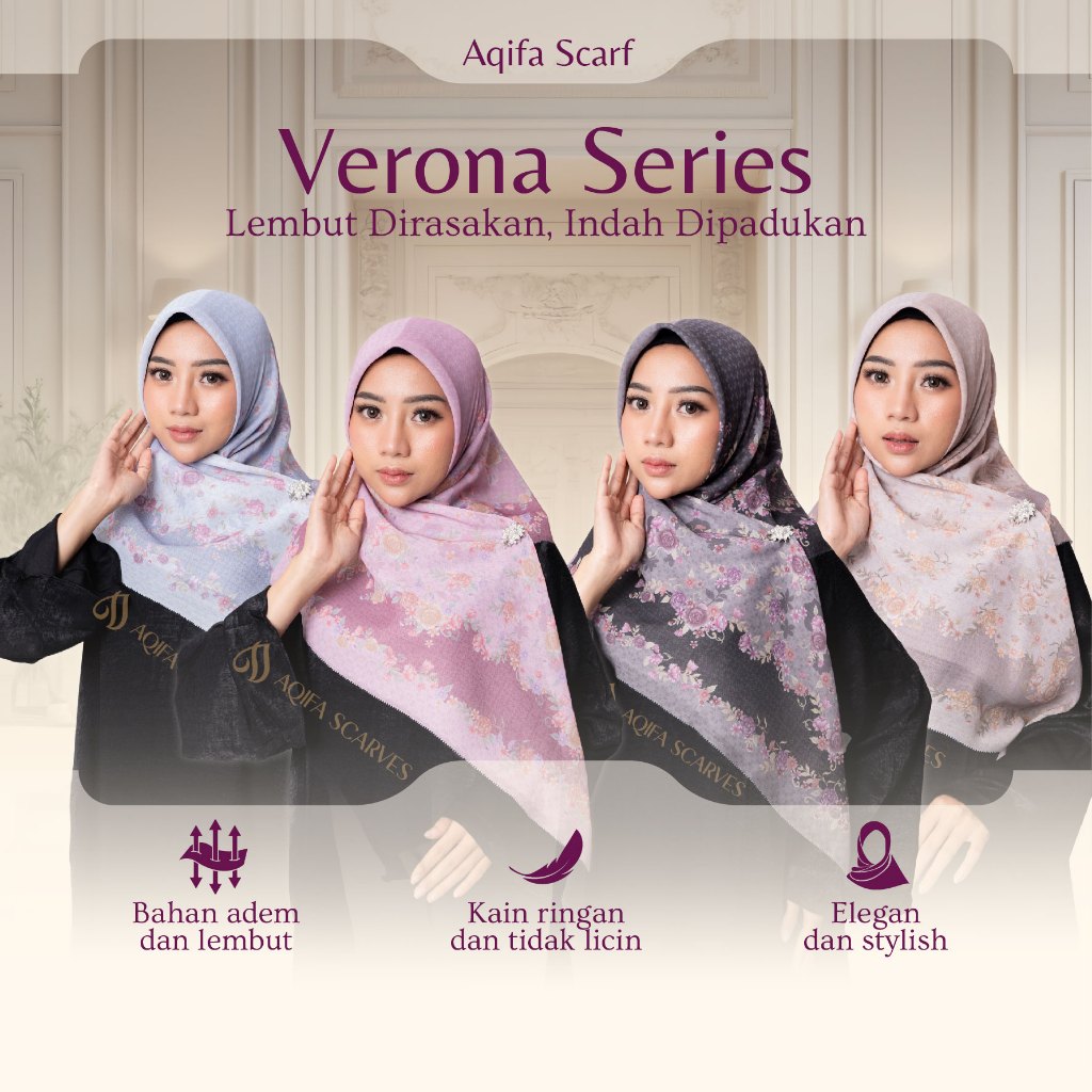 Hijab Segi Empat Verona Baby Trispan Laser Cut Kerudung Adem Mudah Dibentuk