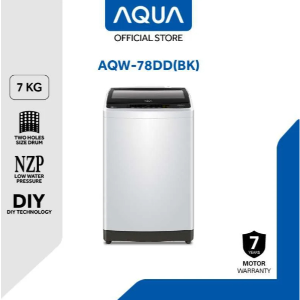 Aqua Elektronik Mesin Cuci Top Load 7KG AQW-78DD(BK) / 9KG AQW-98DD(BK) - Hijab Mode