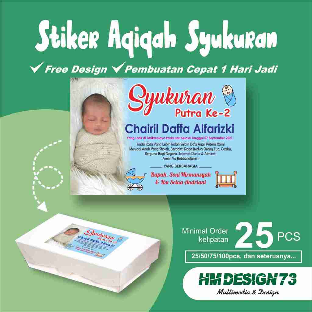

STIKER AQIQAH SYUKURAN | STIKER TASYAKUR AQIQAH BAYI | KARTU UCAPAN AQIQAH CUSTOM 1 HARI JADI