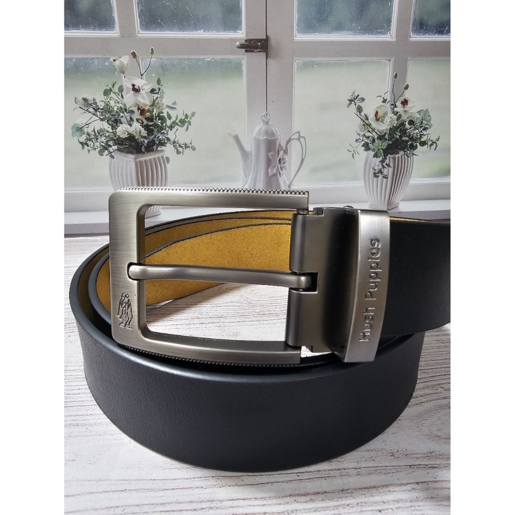 IKAT PINGGANG HUSH PUPPIES BELT 4CM SABUK PRIA KULIT GESPER FORMAL SABUK MODEL LOBANG