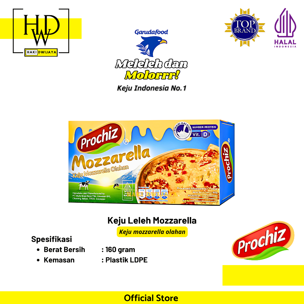 

[160 gram] Prochiz Mozzarella Keju Leleh Stretchy & Gurih Cocok untuk Pizza, Pasta, Roti Bakar