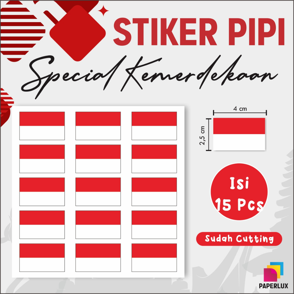 STIKER PIPI MERAH PUTIH READY MURAH - TEMPELAN PIPI MERAH PUTIH AGUSTUSAN [BENDERA MERAH PUTIH]