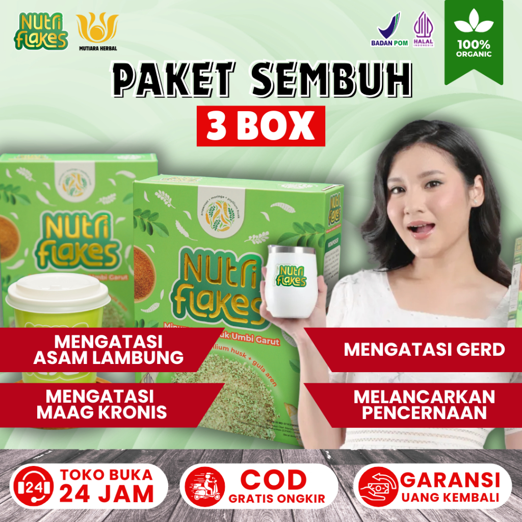 

Nutriflakes Paket 3 Box - Hidup Sehat Dengan Herbal Susu Oat Sereal Untuk Asam Lambung, Maag Kronis Dan Gerd