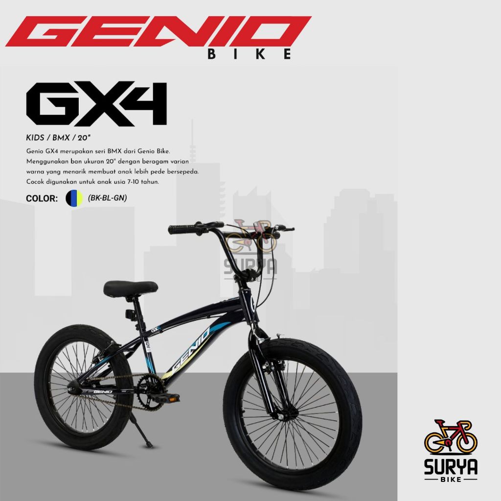 Sepeda Genio GX4 20 Sepeda Anak Sepeda BMX 20 Inch BAN JUMBO  (Dirakit 95%)