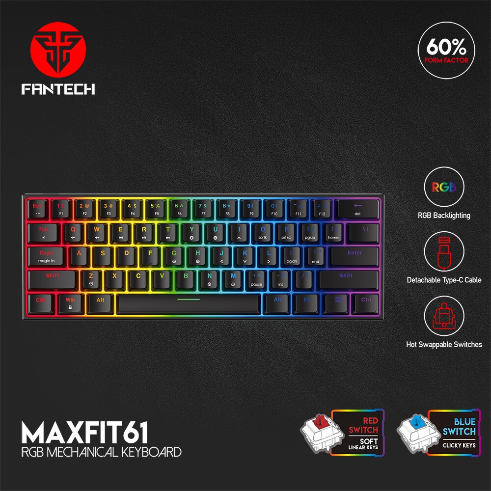 Fantech MAXFIT61 MK857 Keyboard Gaming Mechanical 60%