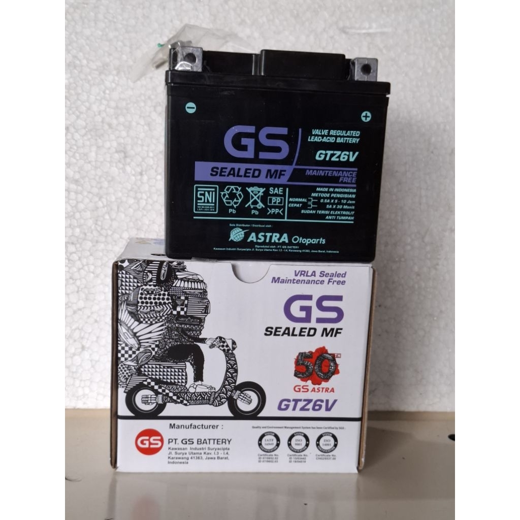 aki motor Gs astra GTZ6V 12V 5AH/10Hr orisinil astra.