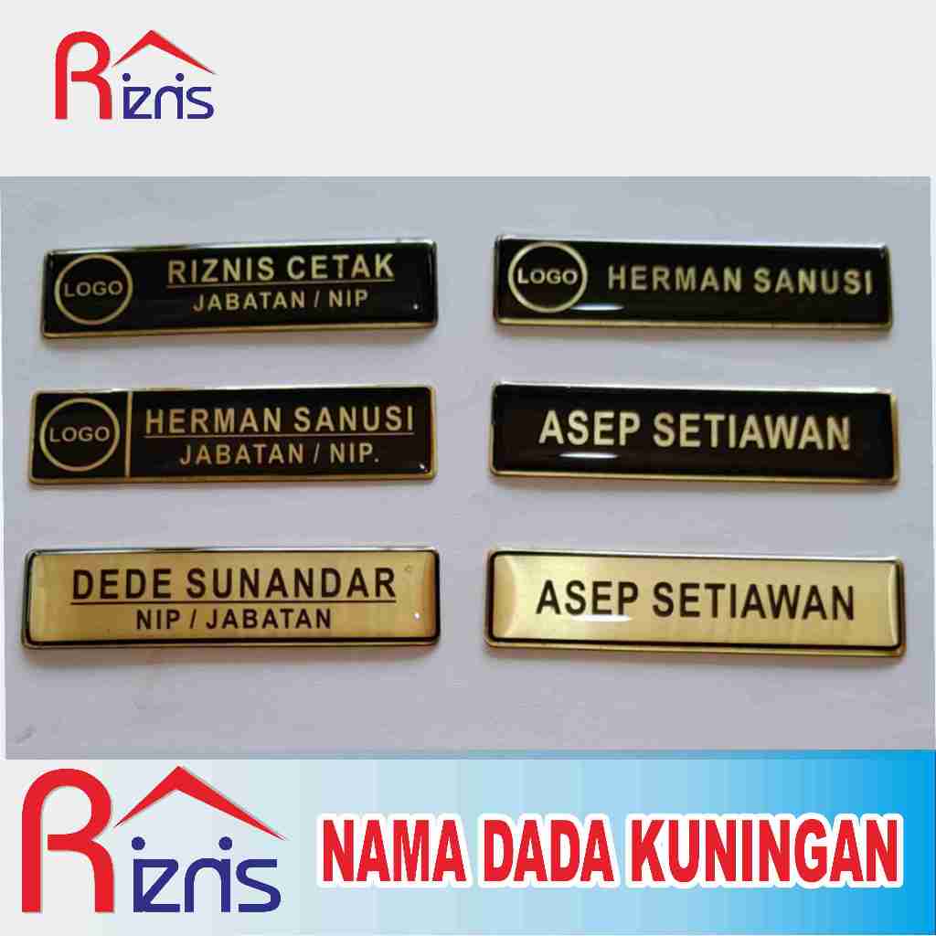 

nametag / nama dada kuningan magnet dan peniti tebal 0,5 dilapisi coating