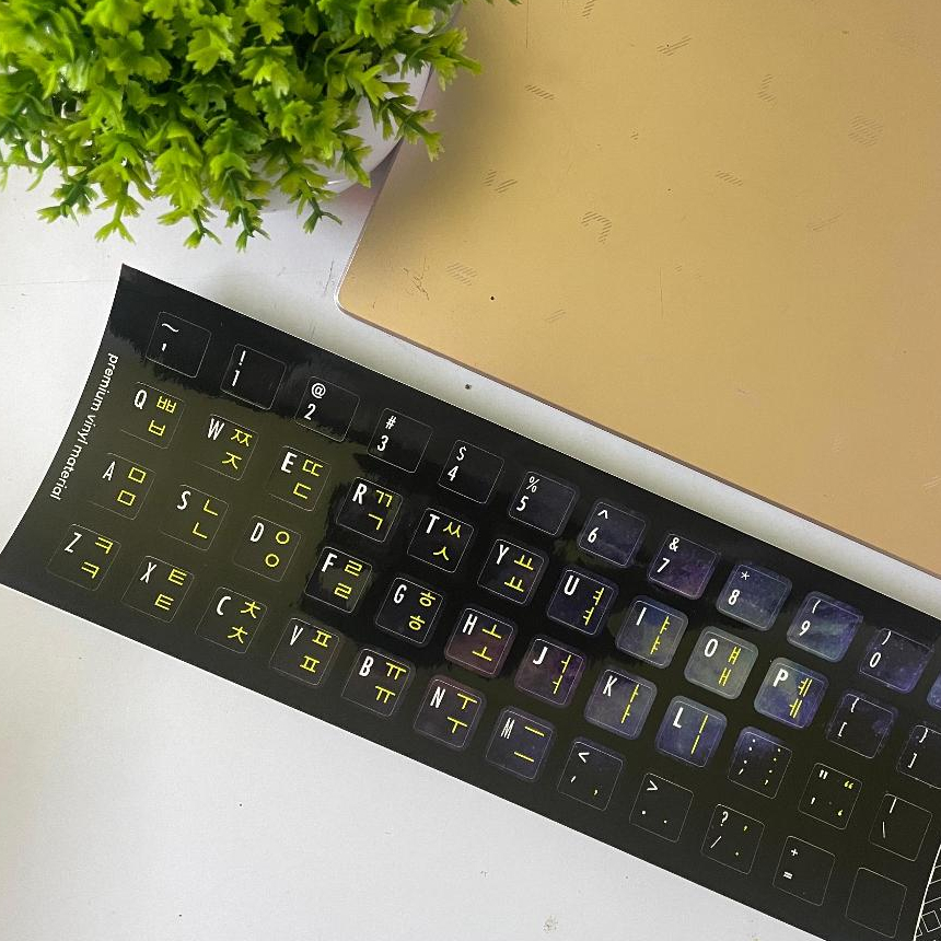 Stiker Sticker Keyboard Bahasa KOREA HANGUL Galaxy Premium Vinyl PC Komputer Laptop Notebook waterpr