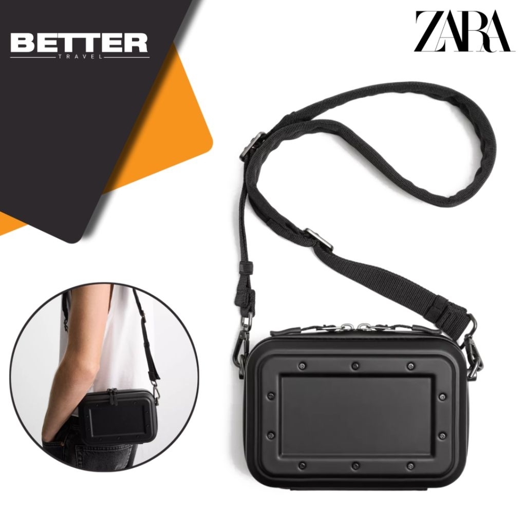 ZARA crossbody bag pria tas selempang casual hardcase original
