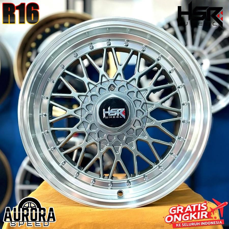 Velg racing ring 16 HSR RS R16 Lebar 7,5/8,5 Grey untuk mobil Yaris Kijang Jazz Avanza Datsun City