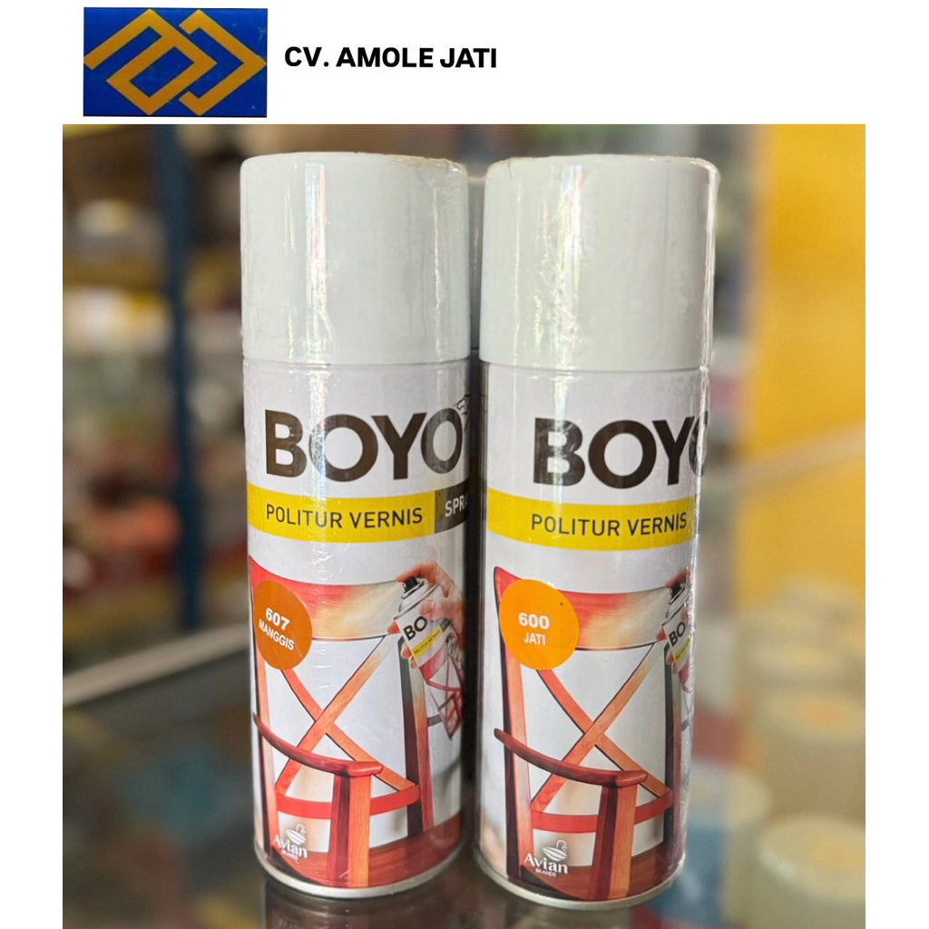BOYO Politur Vernis Spray – Warna Jati & Manggis