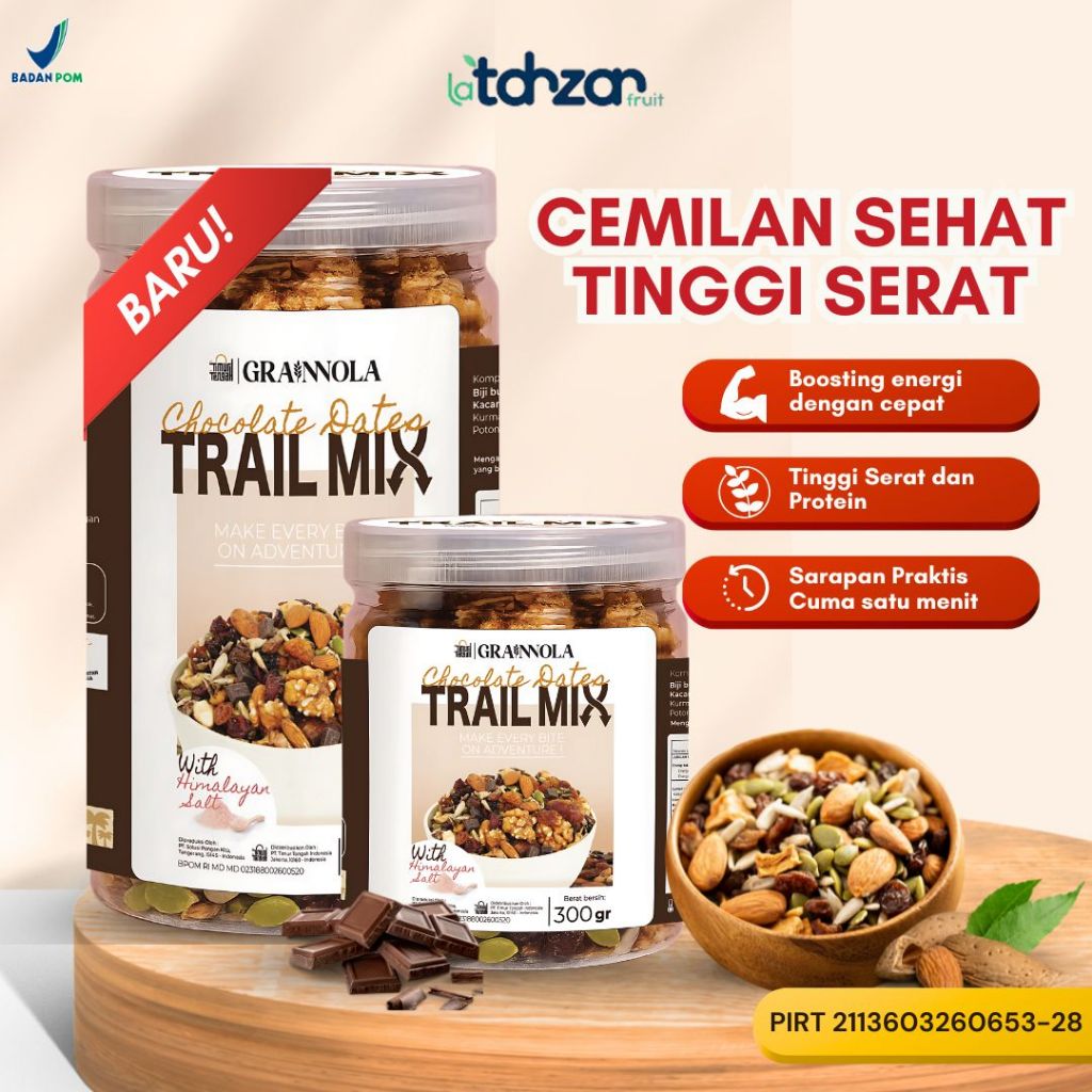 

Trail Mix Chocolate Dates Cemilan Sehat Dengan Kacang Walnut Almond Biji Bijian dan Dried Fruit