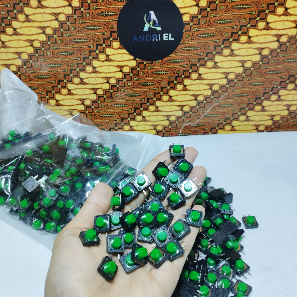 Push On Mini Persegi 2 Pin Hijau Saklar Tombol On Off