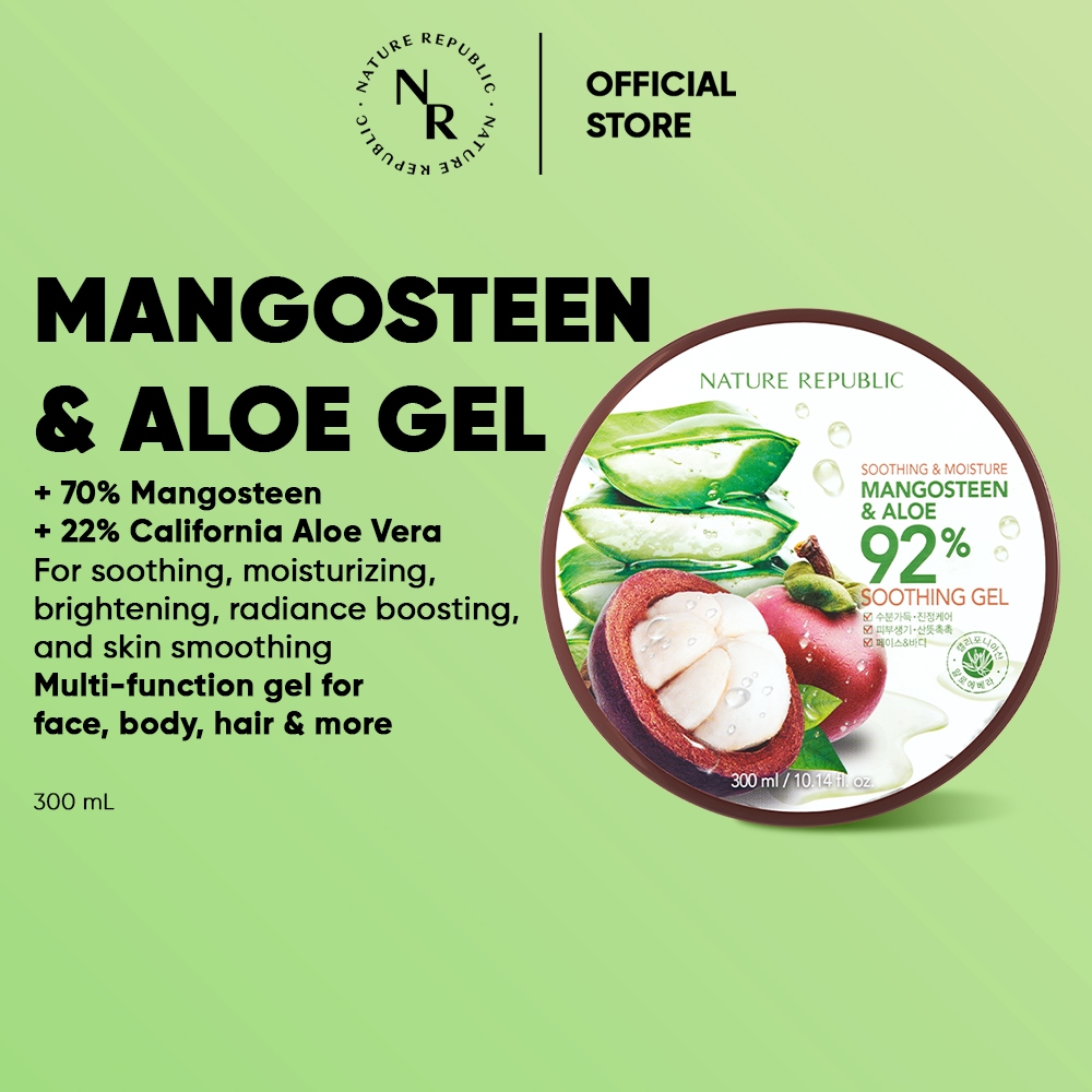 NATURE REPUBLIC Mangosteen & Aloe Vera 92% Soothing & Moisture Gel 300ml | Face & Body Gel Multifung