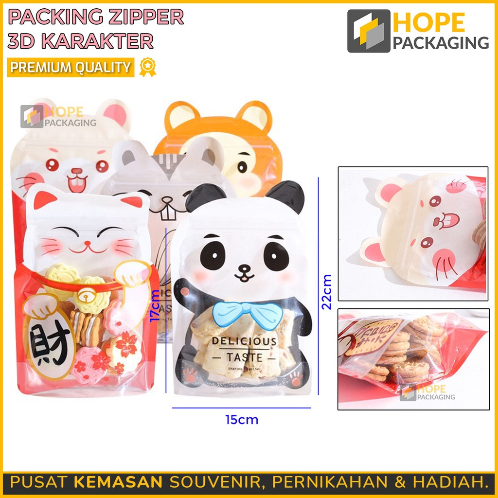 [Harga / 5 pcs] Kantong Plastik Zipper Pouch Cookies / Kemasan  Kue Keranjang / Standing Pouch Motif