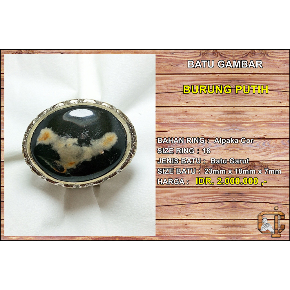 Batu gambar burung putih asli alami.