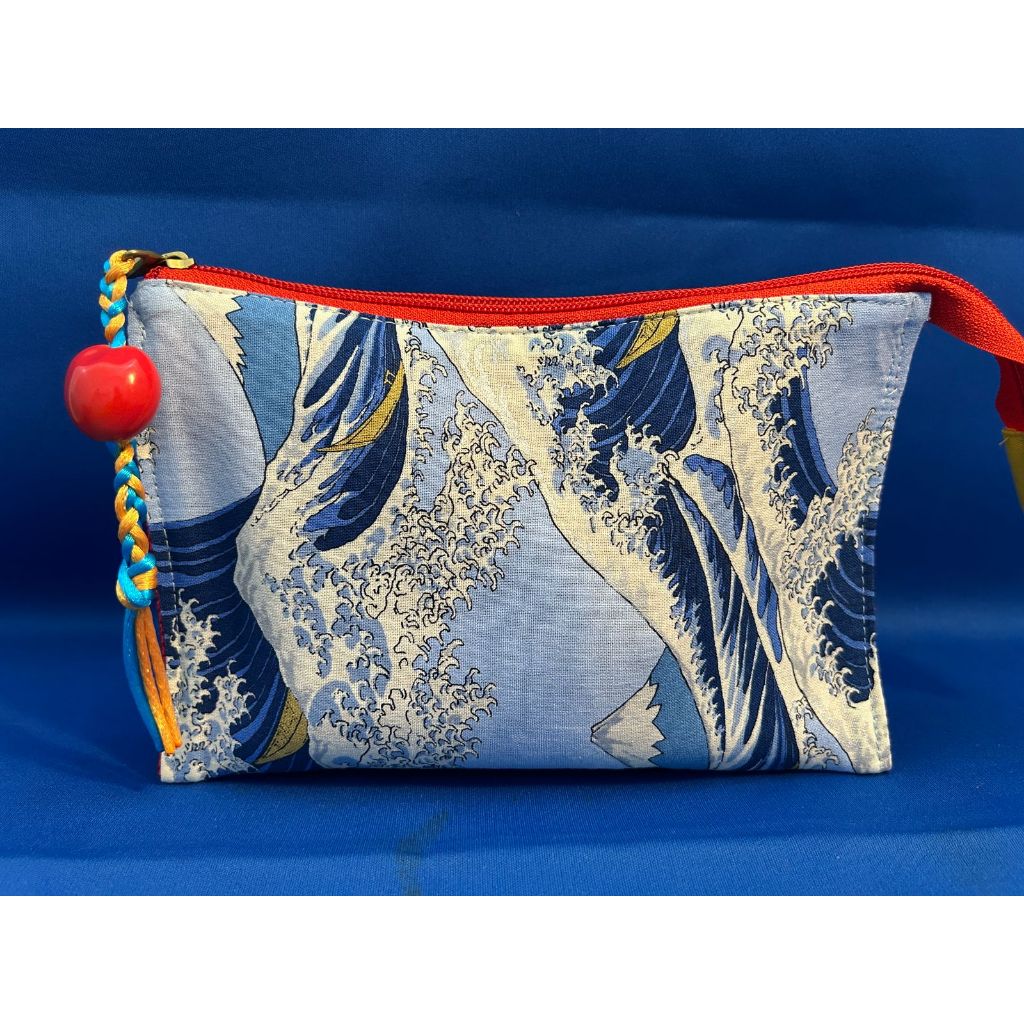 Dompet Jepang(Japanese Pouch)-Biru Motif Ombak