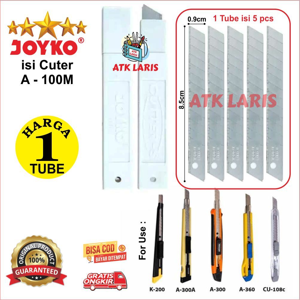 

ISI CUTTER KECIL, ISI CUTER A-100 , ISI CUTTER JOYKO A-1000M, ISI CUTER JOYKO A - 100 HARGA 1 TUBE