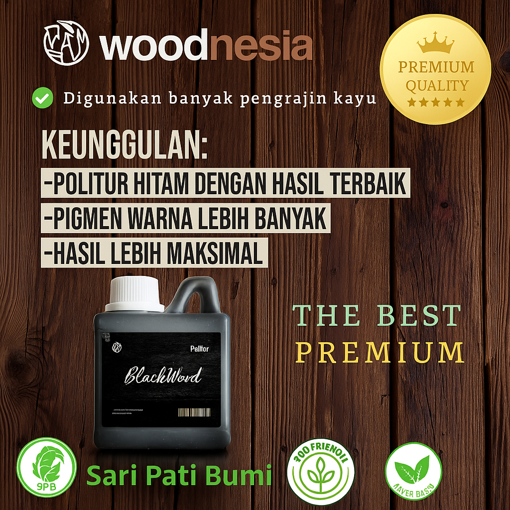 Plitur Politur Kayu Warna Hitam Woodnesia Kayu Terbaik Waterbased 500 Ml Langsung Pakai Black wood