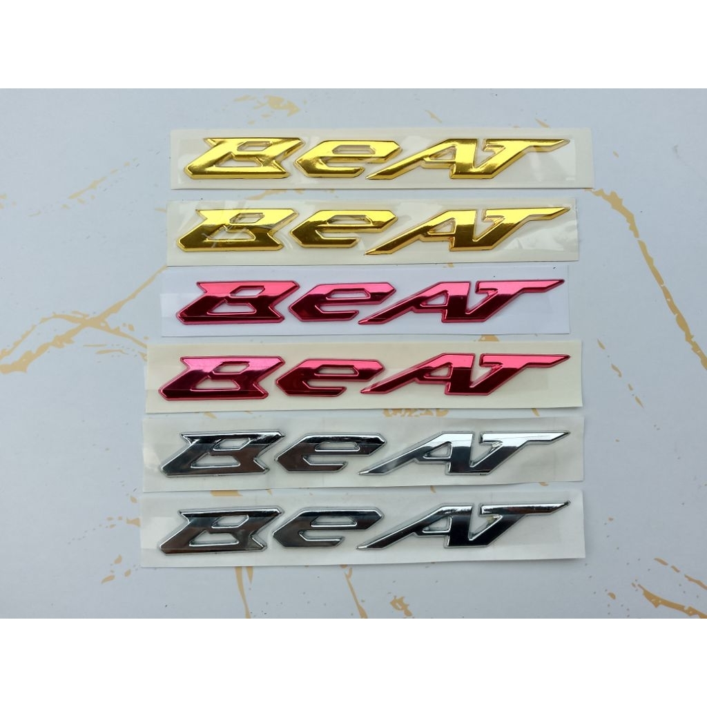 emblem timbul 3d beat gold chrome merah / logo beat deluxe / emblem Honda beat deluxe / logo beat se