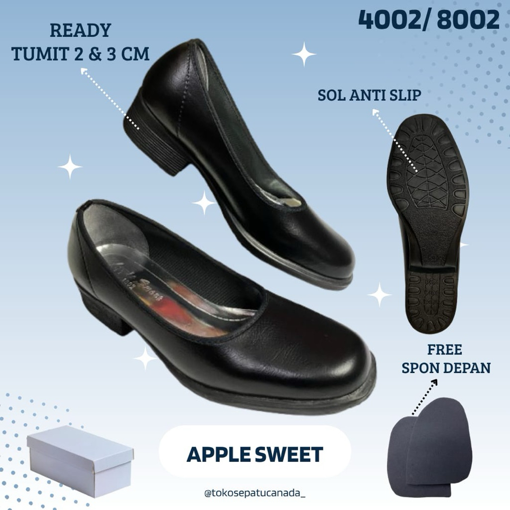 4002/8002 - Sepatu Pansus | Sepatu Pantopel Apple Sweet | pantofel polos hitam wanita | Pantofel hit