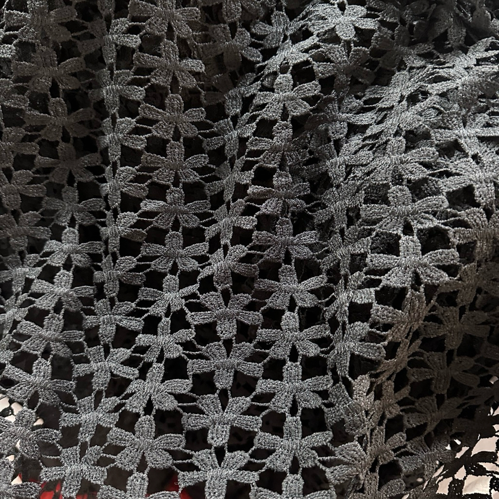 Kain Brokat Prada Hitam - Brokat Prada Import - Kain Semi Prada - Brokat Import