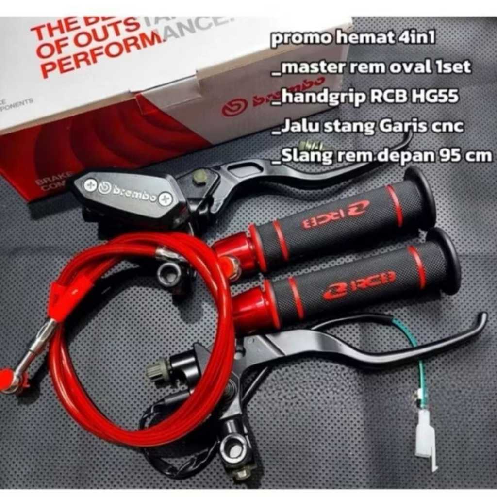 Promo Lengkap Paket Master Rem Rcb Full Set Plus Jalu Stang Garis Cnc Plus Selang Rem Depan 95cm 4in