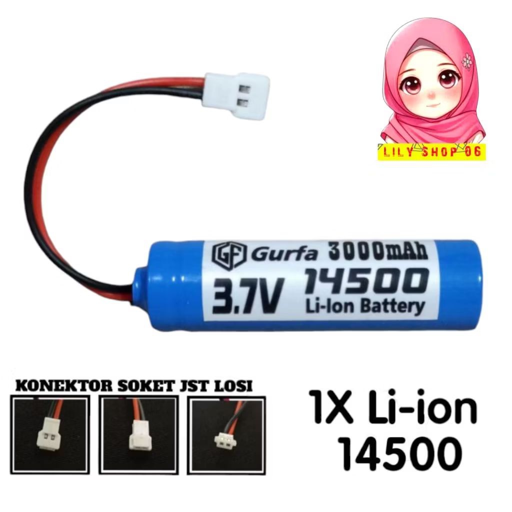 Baterai Remot Tyipe 1x 14500 3000mAh 3.7v Konektor JST Losi