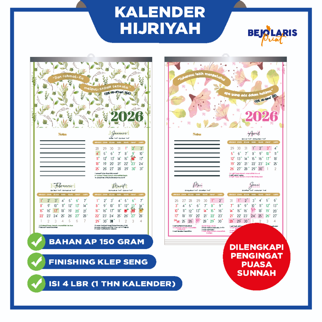 

Kalender Hijriyah Kalender Dinding 2026 Kalender Dinding 3 Bulanan Kalender Dinding 4 Lembar