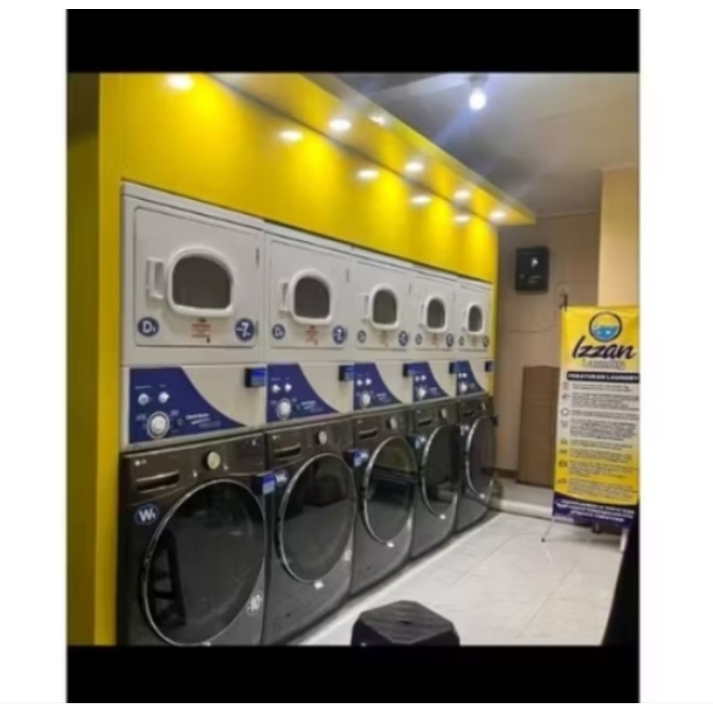 Mesin untuk usaha laundry self service sistem tap koin dan qris