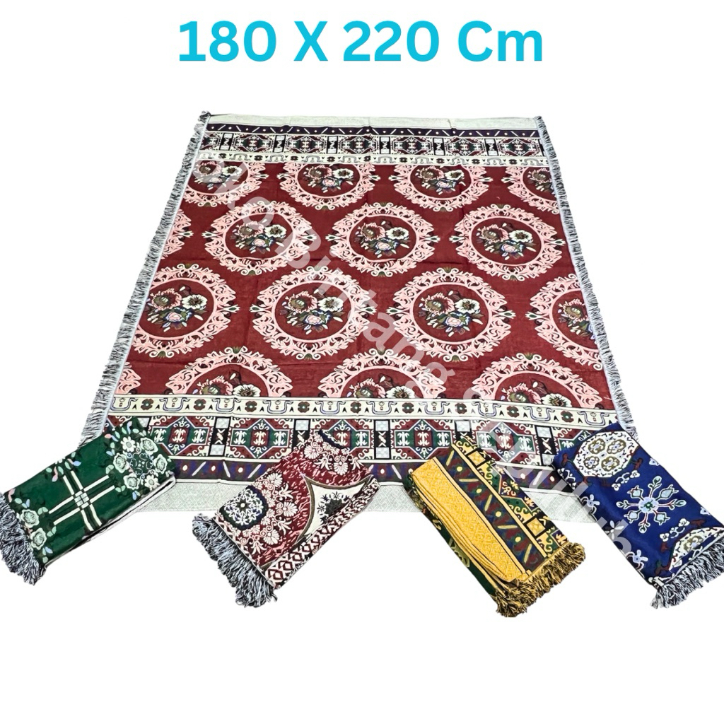 Hambal Permadani Rajut 180 X 220 Cm Premium Halus Murah Motif Kombinasi  5 Dimensi 2 Warna atau Dua 