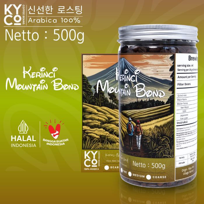 

Biji Kopi Arabika Kerinci Mountain Bond 500 gram - Arabika Wet Hulled Grade 1 | Roast Beans | Brewing | Medium Roast | Fillter | Blend Kopi | Kiyowo Coffee Roastery