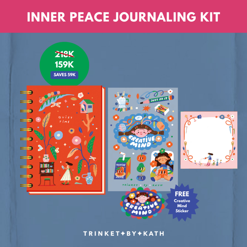 

INNER PEACE JOURNALING KIT - Journalling/Notebook/Buku/Memopad/Memo/Sticker/Stiker/Sticker Sheet Ilustrasi- Trinket by Kath