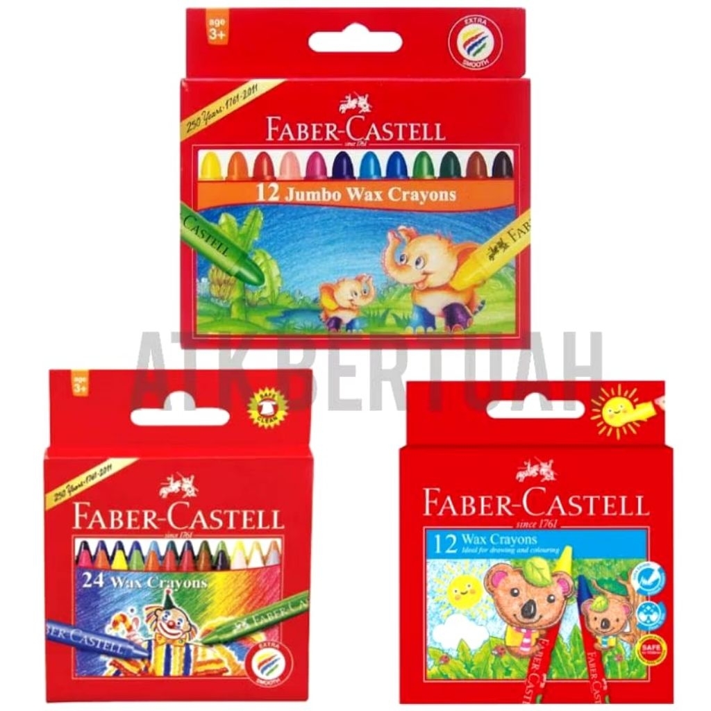 

FABER CASTELL WAX CRAYON SET 12 24 JUMBO KRAYON LILIN