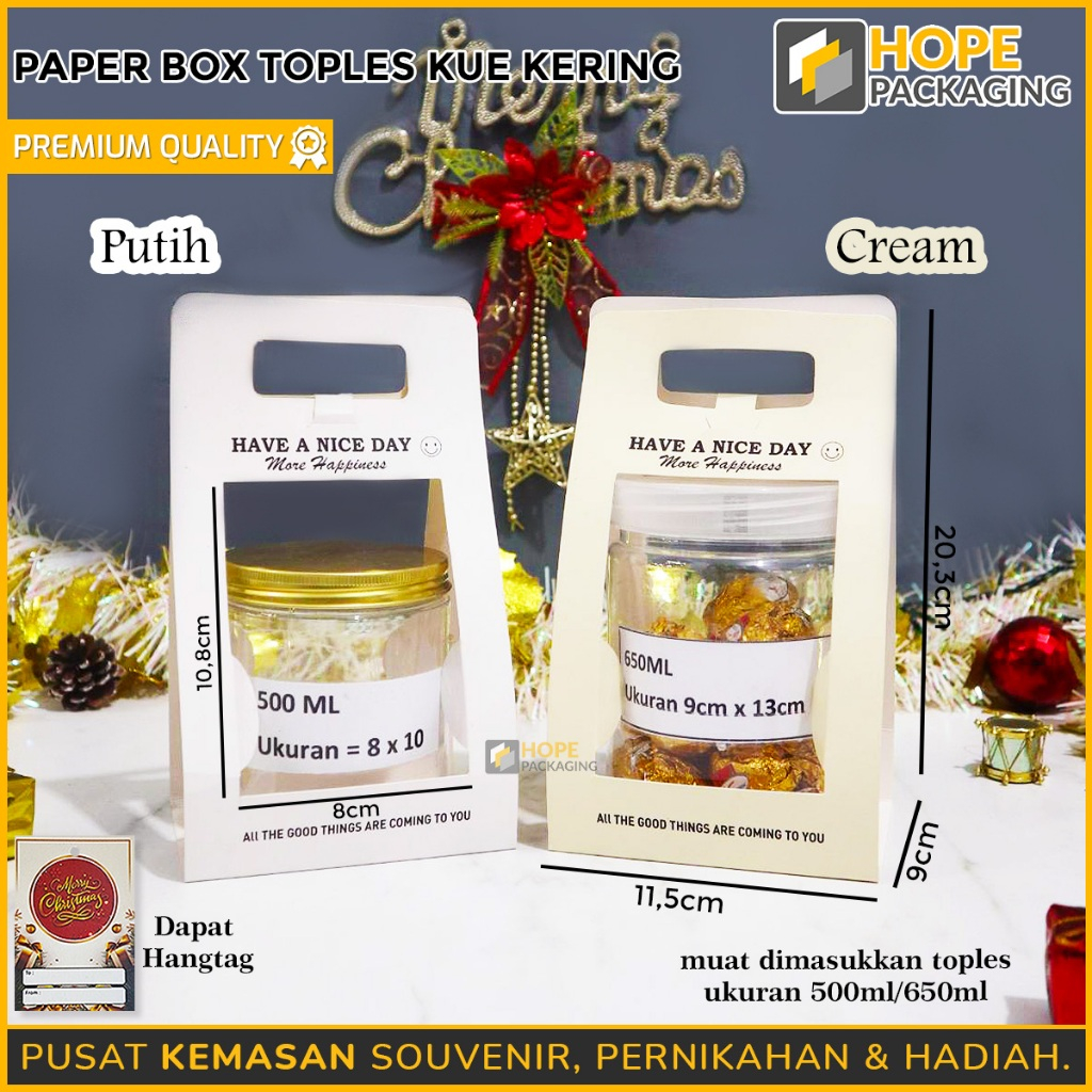 

[ ISI 5 PCS ] Dus Jinjing Kue Kering natal / Paper Box Toples 1/ Kotak Kue Kering Packaging Parsel Natal / tentengan / gable