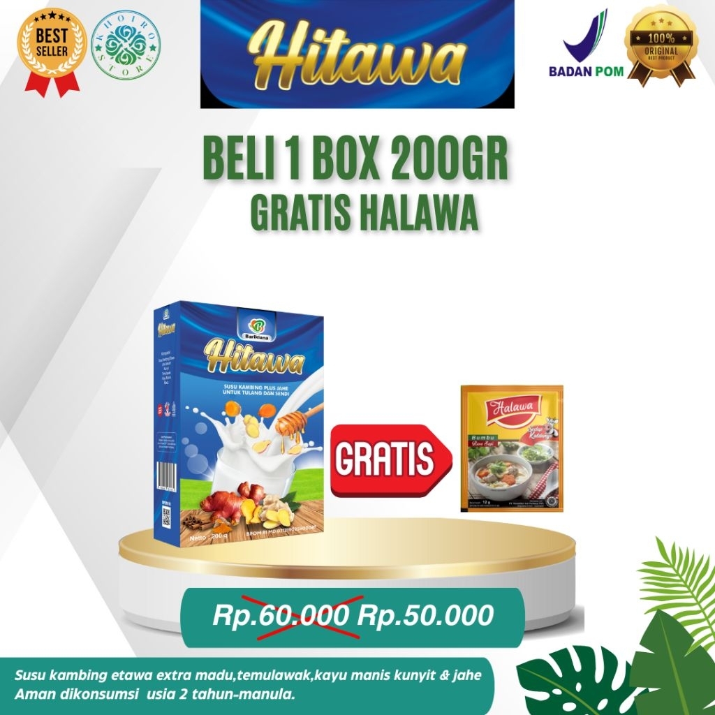 

[ BISA COD + GARANSI ] HITAWA SUSU KAMBING ETAWA TERBAIK UNTUK TULANG & SENDI, REMATIK, ASAM URAT 200gr