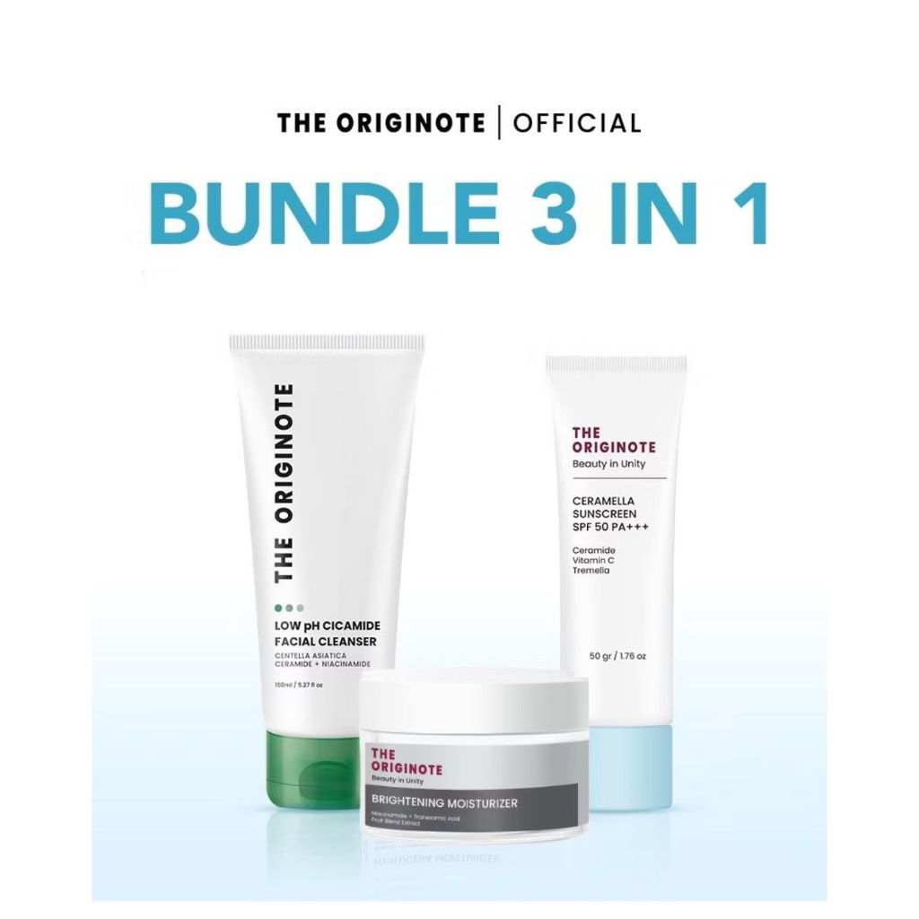 The Originote 1 Paket Skincare Brightening Moisturizer + Facial Wash + Sunscreen