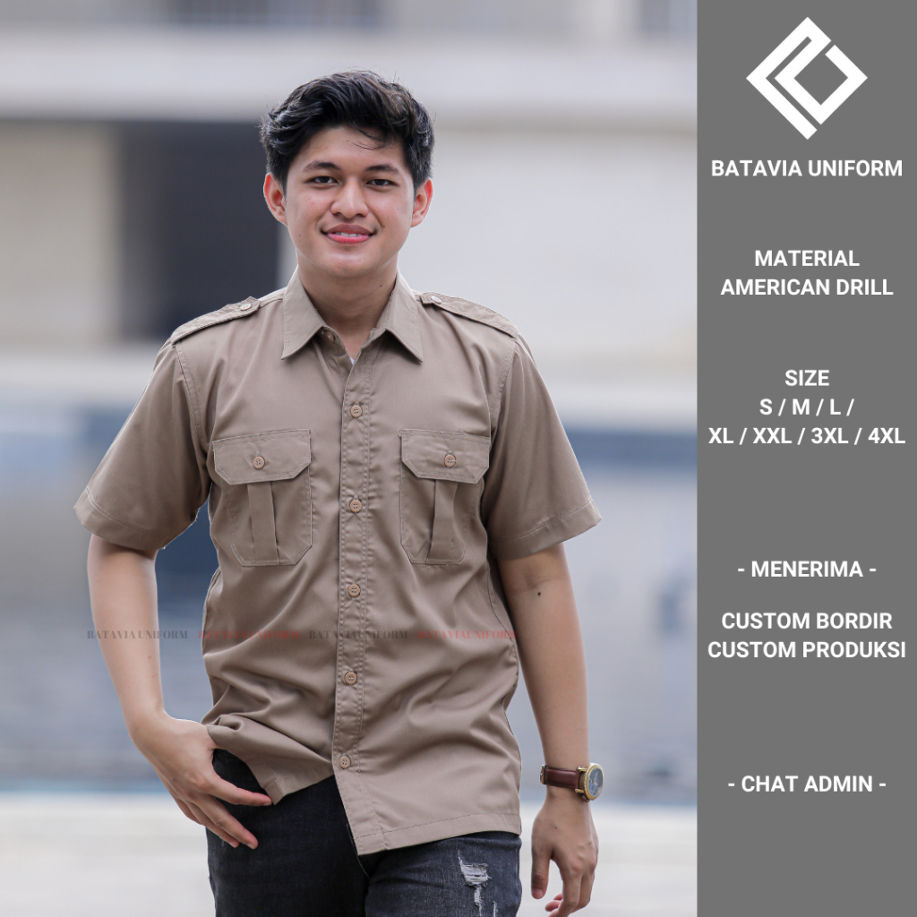 Baju Kemeja Tactical Taktikal PDL PDH Kerja Kantor Komunitas Original Premium Lengan Pendek Material