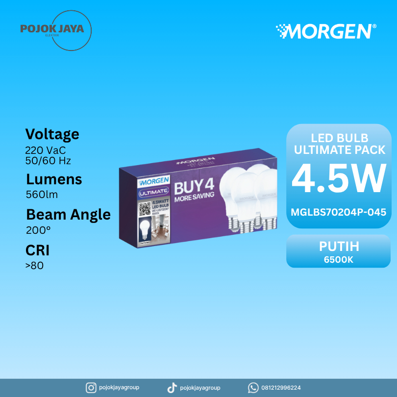 MORGEN ULTIMATE LAMPU MORGEN PAKET BELI 3 GRATIS 1 BOHLAM LED MORGEN LED BULB BOHLAM LED MURAH 4.5W