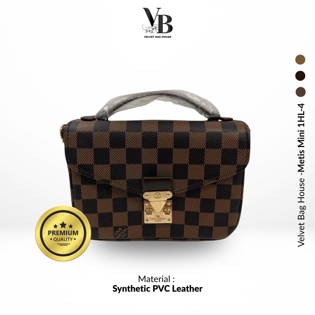 Tas Selempang Wanita Metis Mini 1HL-4 Velvet Bag House Handle Bag Slingbag Synthetic PVC Leather