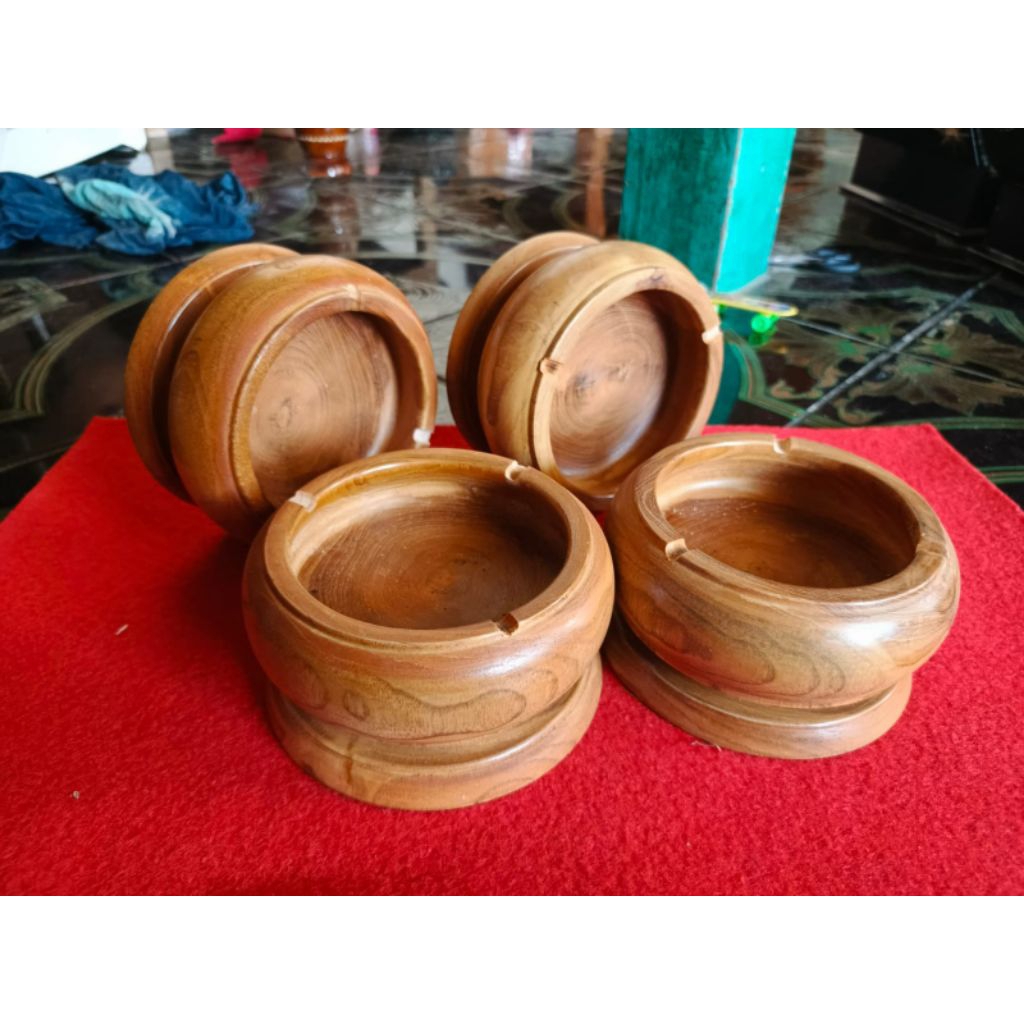 Asbak kaki kayu jati plitur
