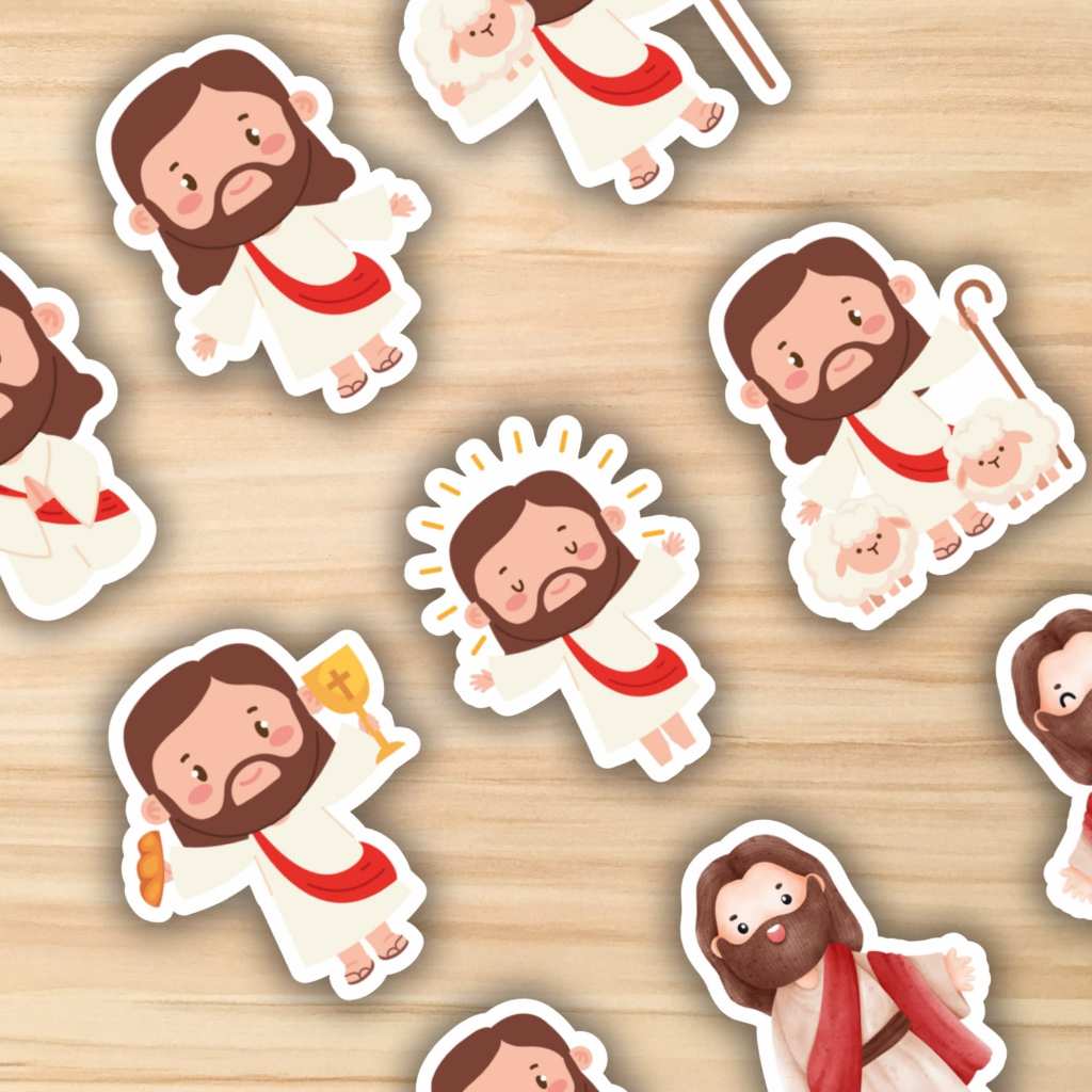 

Sticker Vinyl Pack Jesus Cute Chibi | Stiker Yesus Lucu Rohani Kristen Waterproof 9 Pcs