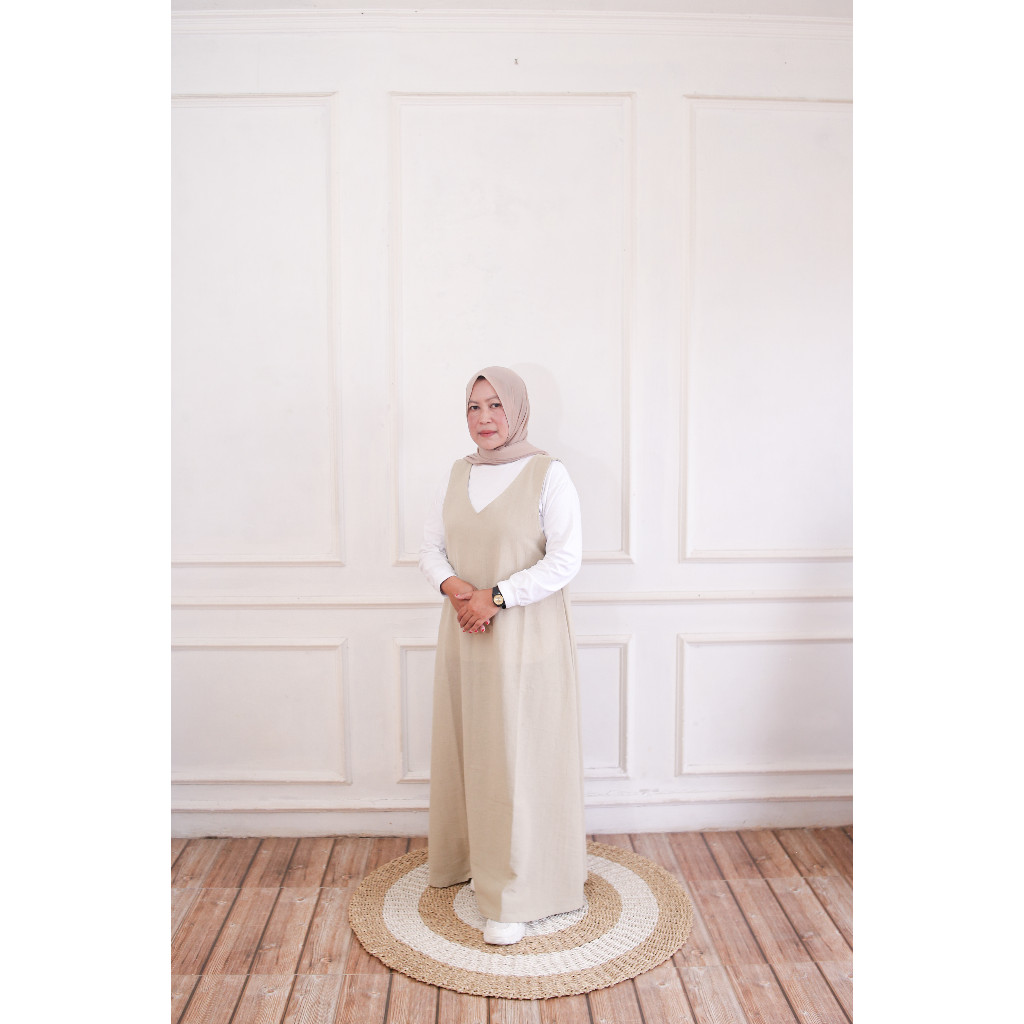 GENVIL OVERALL (overall linen dengan kerah V)