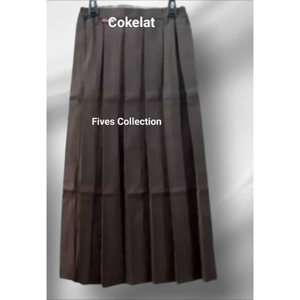 Rok Maxi Rempel Coklat SMP dan SMA KAIN DRILL