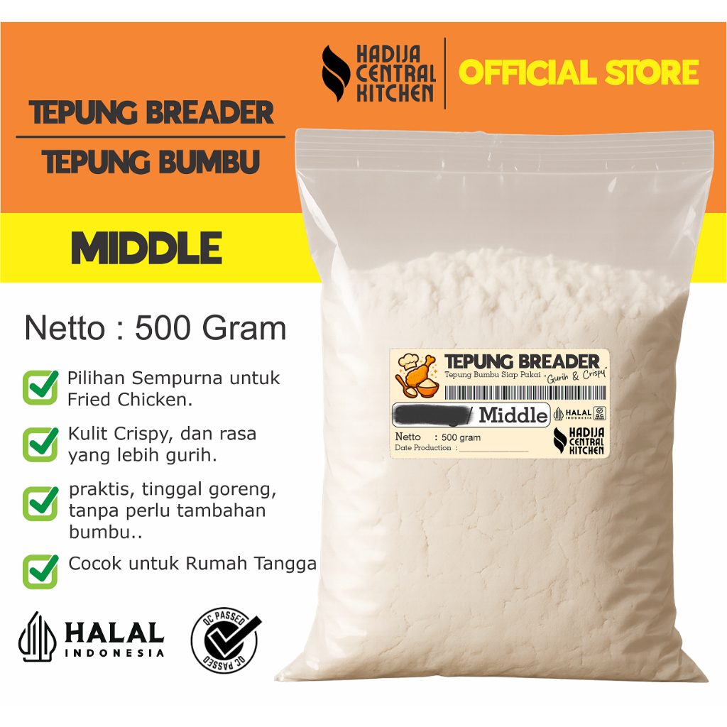 

Tepung Breader Ayam Goreng Kriuk | Tepung Crispy Serbaguna Praktis - Varian Middle 500 Gram