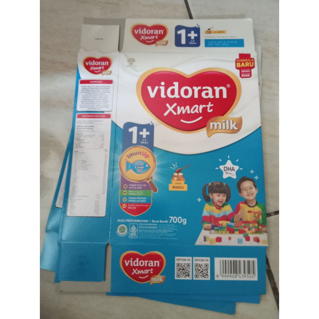 

KARDUS BEKAS SUSU VIDORAN 1+ 700g MADU