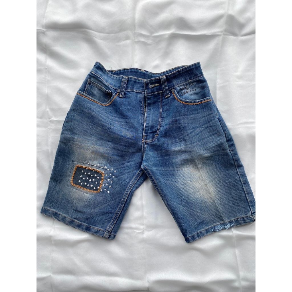 Celana jeans Sashiko / short jeans unisex - Reworked by.io